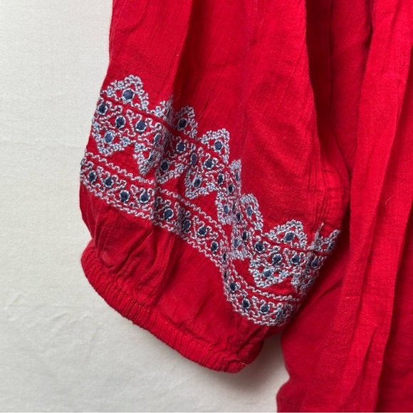 Liz Claiborne Red Tie Front Blouse with Embroidery Women’s Size 2X - Picture 6 of 6